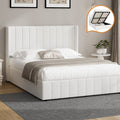 Elevate Your Bedroom with the Oikiture Queen Gas Lift Bed Frame - Stylish Boucle Design with Ample Storage