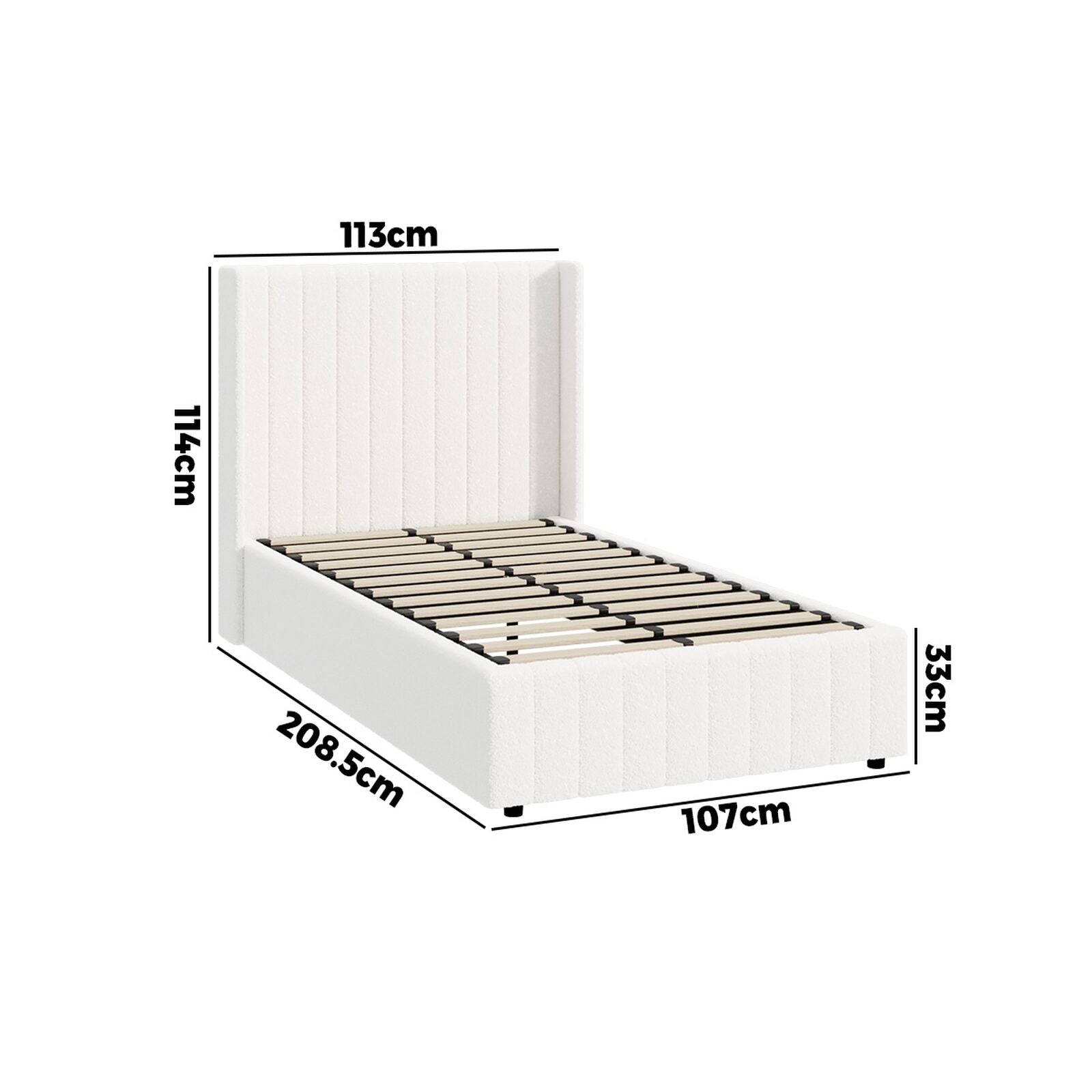 Elevate Your Bedroom with the Oikiture Queen Gas Lift Bed Frame - Stylish Boucle Design with Ample Storage