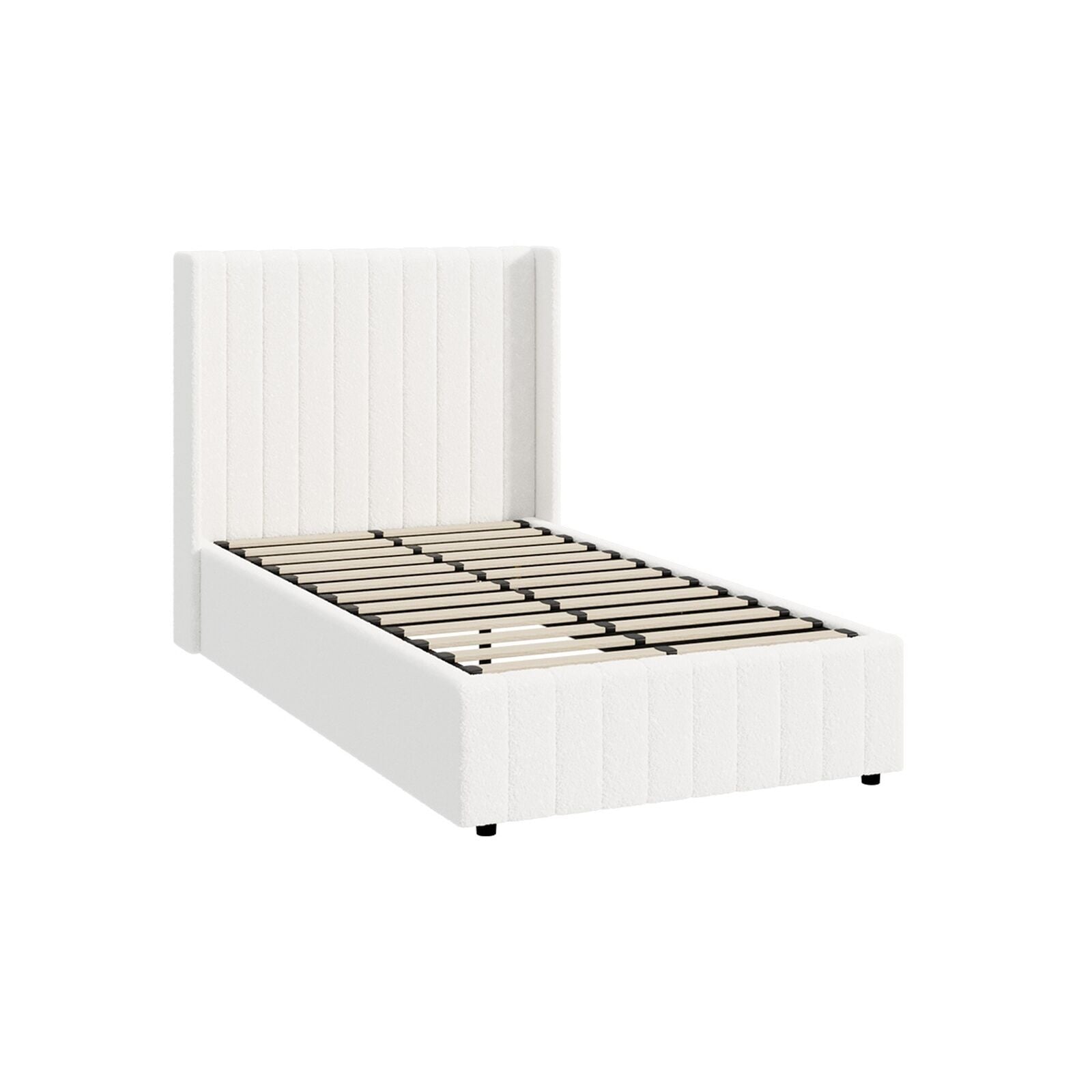 Elevate Your Bedroom with the Oikiture Queen Gas Lift Bed Frame - Stylish Boucle Design with Ample Storage