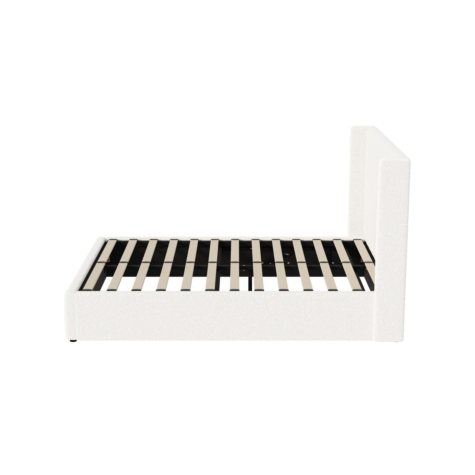 Elevate Your Bedroom with the Oikiture Queen Gas Lift Bed Frame - Stylish Boucle Design with Ample Storage