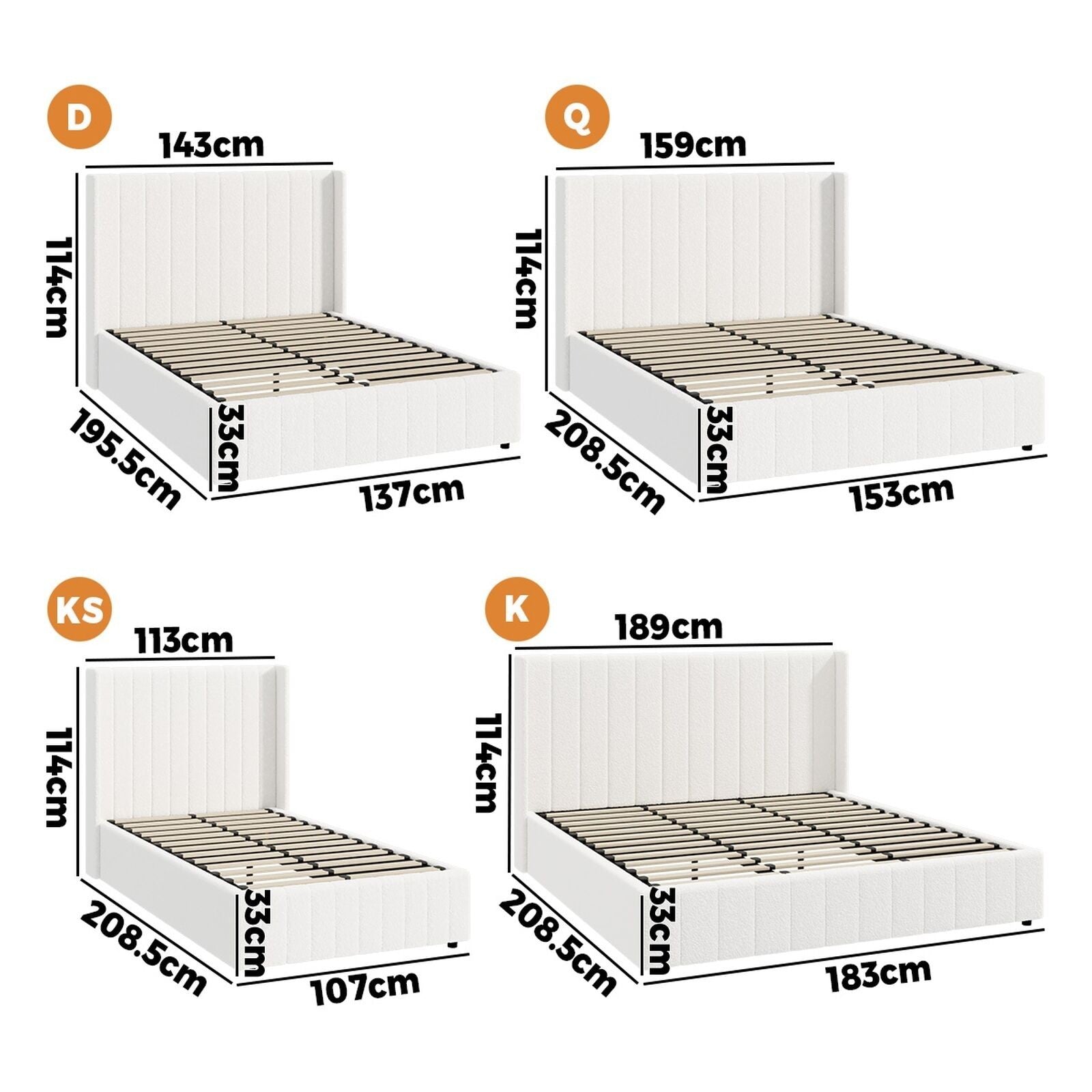 Elevate Your Bedroom with the Oikiture Queen Gas Lift Bed Frame - Stylish Boucle Design with Ample Storage
